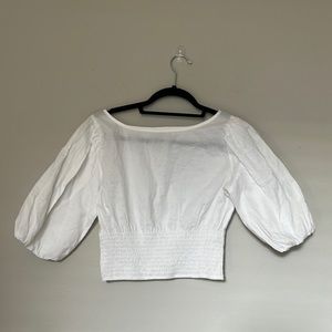 White Pull Sleeve Top